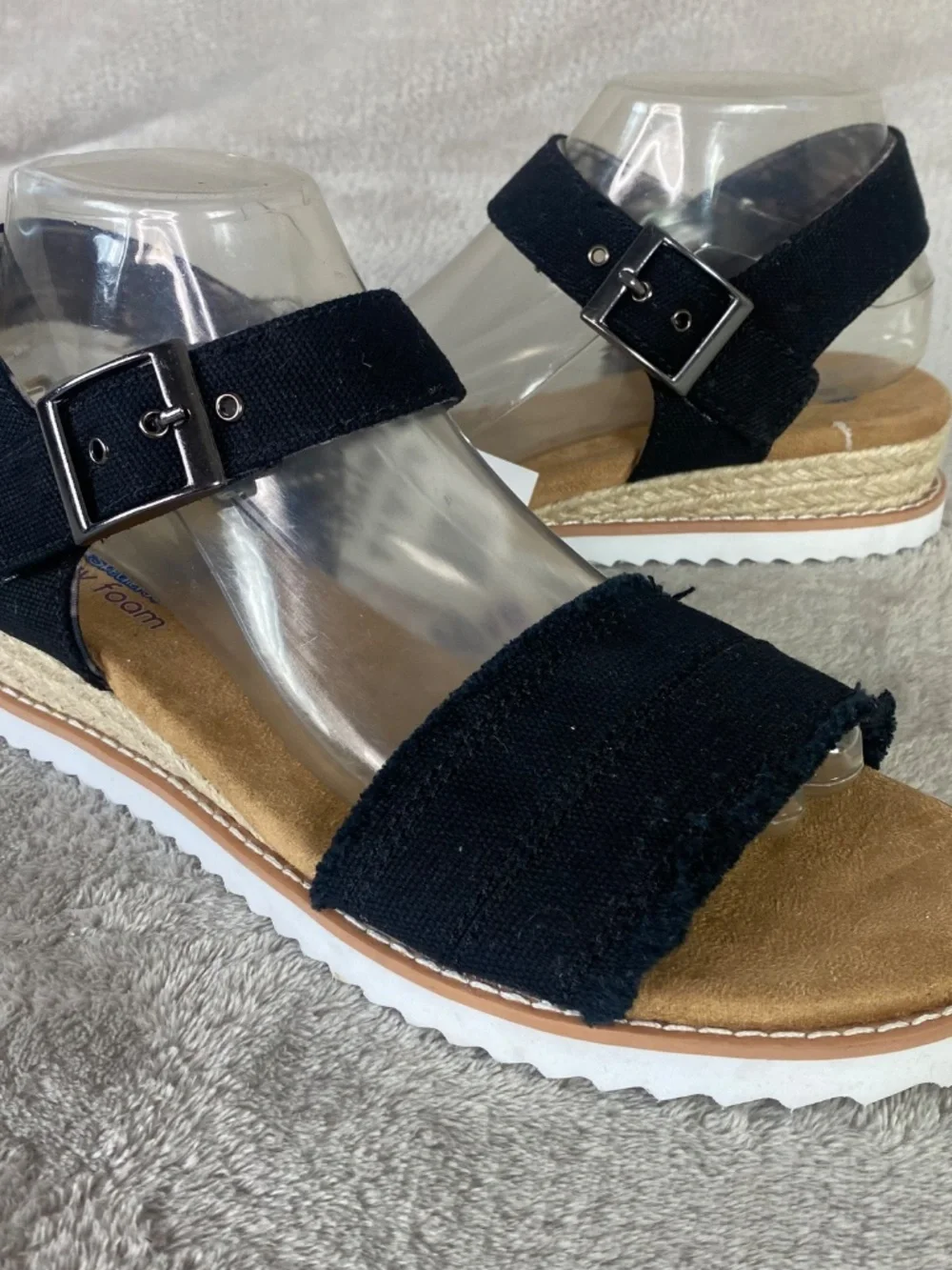 Skechers Bobs Desert Kiss Womens Sandal Size 9 Black Linen Slingback NEW - Picture 3 of 11